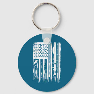 Porte-clés Pêche en plein air Drapeau américain Pêcheur Amate