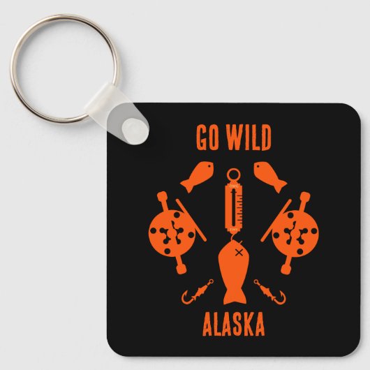 Porte-clés Pêche saumon Alaska (Recto)