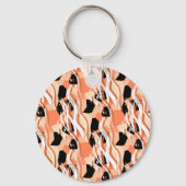 Porte-clés Pêcher noir blanc Motif Abstrait. (Verso)
