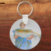 Porte-clés Pêcheur peinture d'aquarelle cadeau de pêche pour  (Recto)