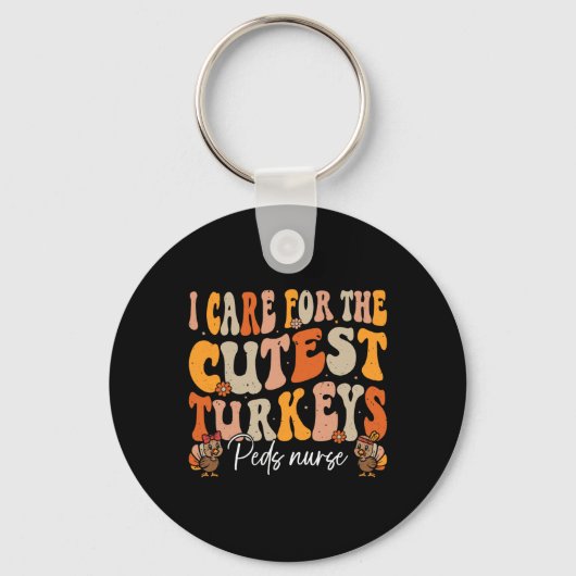 Porte-clés Peds Infirmier Thanksgiving Turkeys Cutest Retro F (Recto)