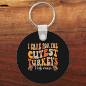 Porte-clés Peds Infirmier Thanksgiving Turkeys Cutest Retro F (Recto)