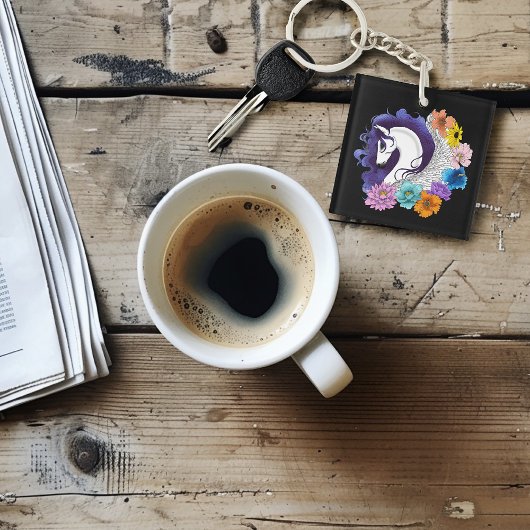 Porte-clés Pegasus Noir Floral