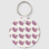 Porte-clés Peint rose, mauve roses sur crème personnalisable (Verso)