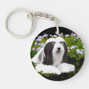 Porte-clés Peinture à collie à poils - Joli art original de c