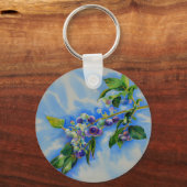 Porte-clés peinture à l'aquarelle de bleuet (Recto)