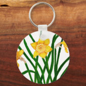 Porte-clés Peinture à l'aquarelle florale jaune (Recto)