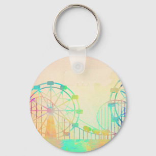 Porte-clés Peinture à l'aquarelle roue de Ferris art de la fo