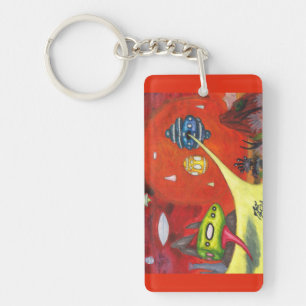 Porte-clés Peinture à l'aquarelle Science-fiction Dimension A
