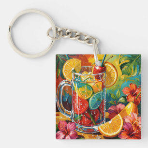 Porte-clés Peinture à l'huile Impasto Cocktail d'été Tropical