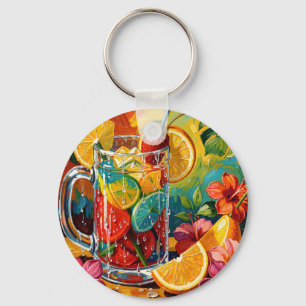 Porte-clés Peinture à l'huile Impasto Cocktail d'été Tropical