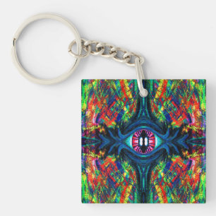 Porte-clés Peinture à l'huile surréaliste tordue et hallucina