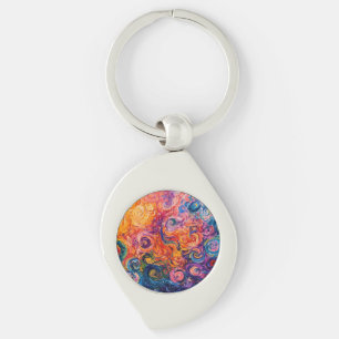 Porte-clés Peinture à l'huile tourbillons psychédéliques