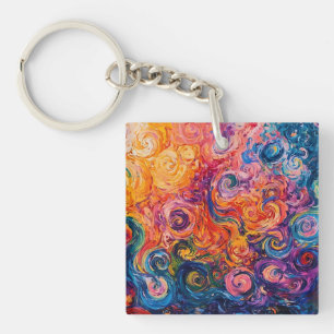 Porte-clés Peinture à l'huile tourbillons psychédéliques