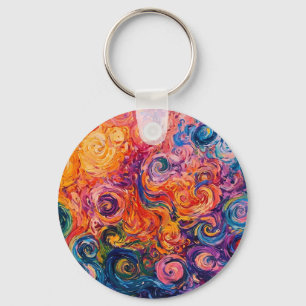 Porte-clés Peinture à l'huile tourbillons psychédéliques