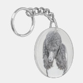 Porte-clés Peinture à paille noire standard - Art du chien (Devant gauche)