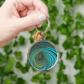 Porte-clés Peinture à spirale jaune vert pour le design (Main)
