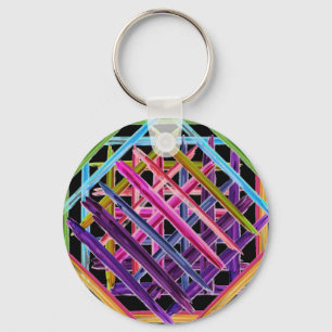 Porte-clés Peinture Abstraite Couleurs Traits de Pinceau Colo