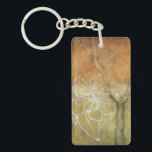 Porte-clés Peinture Abstraite en silhouette sur Arrière - pla<br><div class="desc">L'arrière - plan de cette peinture de Jennifer Goldberger ressemble à une table avec une fissure fourrée. Il y a aussi une silhouette abstraite d'une fleur faite en peinture blanche,  qui surplombe à peine l'arrière - plan marron.</div>