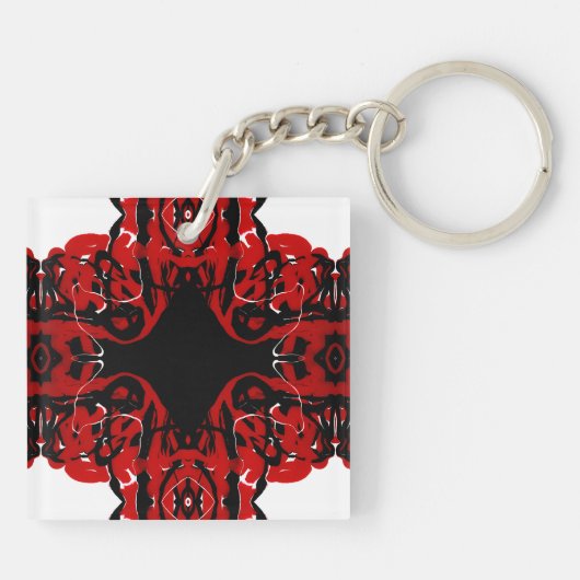 Porte-clés Peinture Acrylique Abstraite Éternelle Rouge Fluid (Dos)