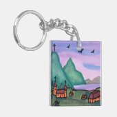 Porte-clés Peinture aquarelle Imaginaire Forteresse Castle Li (Devant gauche)