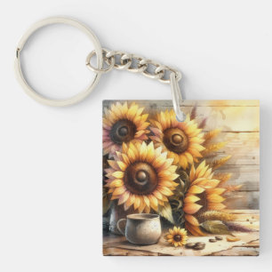 Porte-clés Peinture aquarelle tournesols