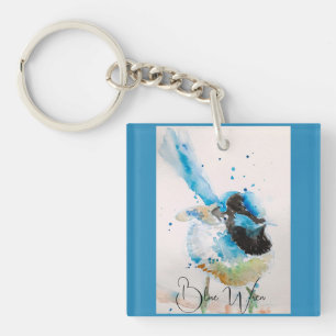 Porte-clés Peinture aquarelle Troglodyte bleu Oiseaux austral