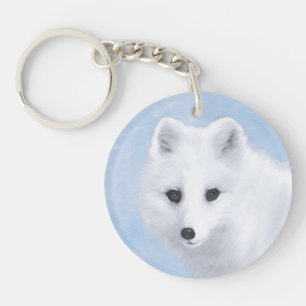 Porte-clés Peinture Arctic Fox - Art original de la faune