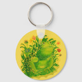 Porte-clés Peinture artisanale de grenouille verte (Recto)