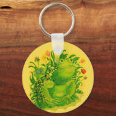 Porte-clés Peinture artisanale de grenouille verte (Recto)