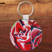 Porte-clés Peinture artistique aquarelle de roses roses (Recto)