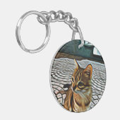 Porte-clés Peinture Belle Chat (Devant gauche)