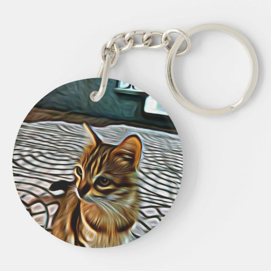 Porte-clés Peinture Belle Chat (Dos)