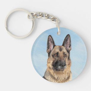 Porte-clés Peinture berger allemande - jolie art original chi