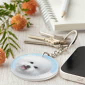 Porte-clés Peinture Bichon Frise - Cute Original Chien Art (Devant droit)