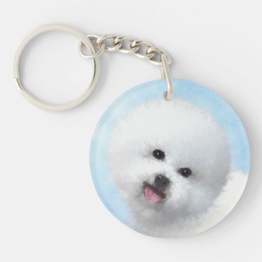 Porte-clés Peinture Bichon Frise - Cute Original Chien Art (Devant)