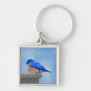 Porte-clés Peinture Bluebird - Art original pour oiseaux