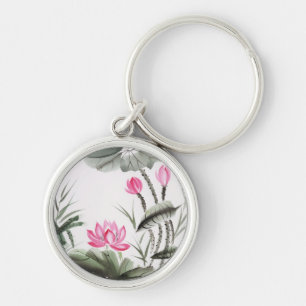 Porte-clés Peinture d'aquarelle de fleur de Lotus