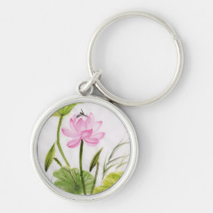 Porte-clés Peinture d'aquarelle de la fleur de Lotus 2