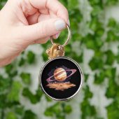 Porte-clés Peinture d'aquarelle de la planète Saturne (Main)