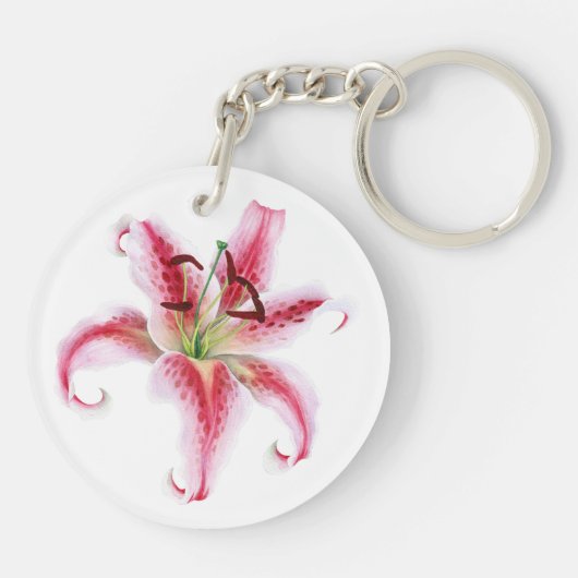 Porte-clés Peinture d'aquarelle rose Lily (Dos)