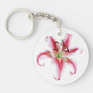 Porte-clés Peinture d'aquarelle rose Lily