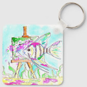 Porte-clés Peinture d'artiste des poissons-anges (Dos)