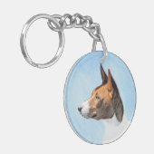 Porte-clés Peinture de Basenji - Art Original Mignon (Devant gauche)