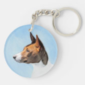 Porte-clés Peinture de Basenji - Art Original Mignon (Dos)