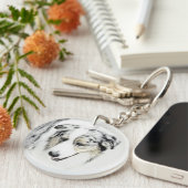 Porte-clés Peinture de berger australien - Art original de ch (Devant droit)