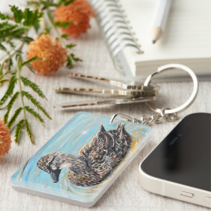 Porte-clés Peinture de canard à colle féminin