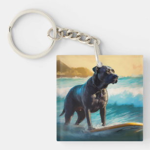 Porte-clés Peinture de Cane Corso faisant du surf sur la plag