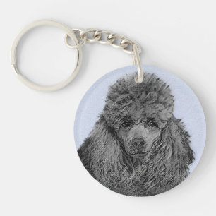 Porte-clés Peinture de caniche Miniature Jouet noir Art origi