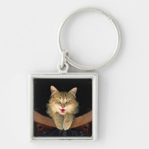Porte-clés Peinture de chat Mad - Cute Original Cat Art